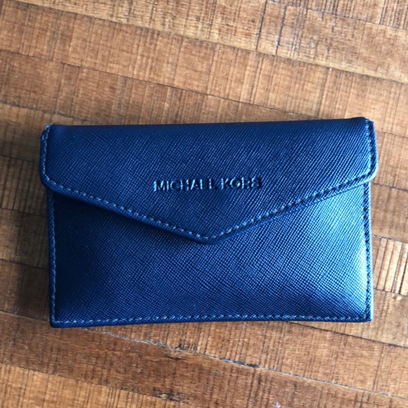 Michael Kors flap card holder in navy - Picture 1 of 4